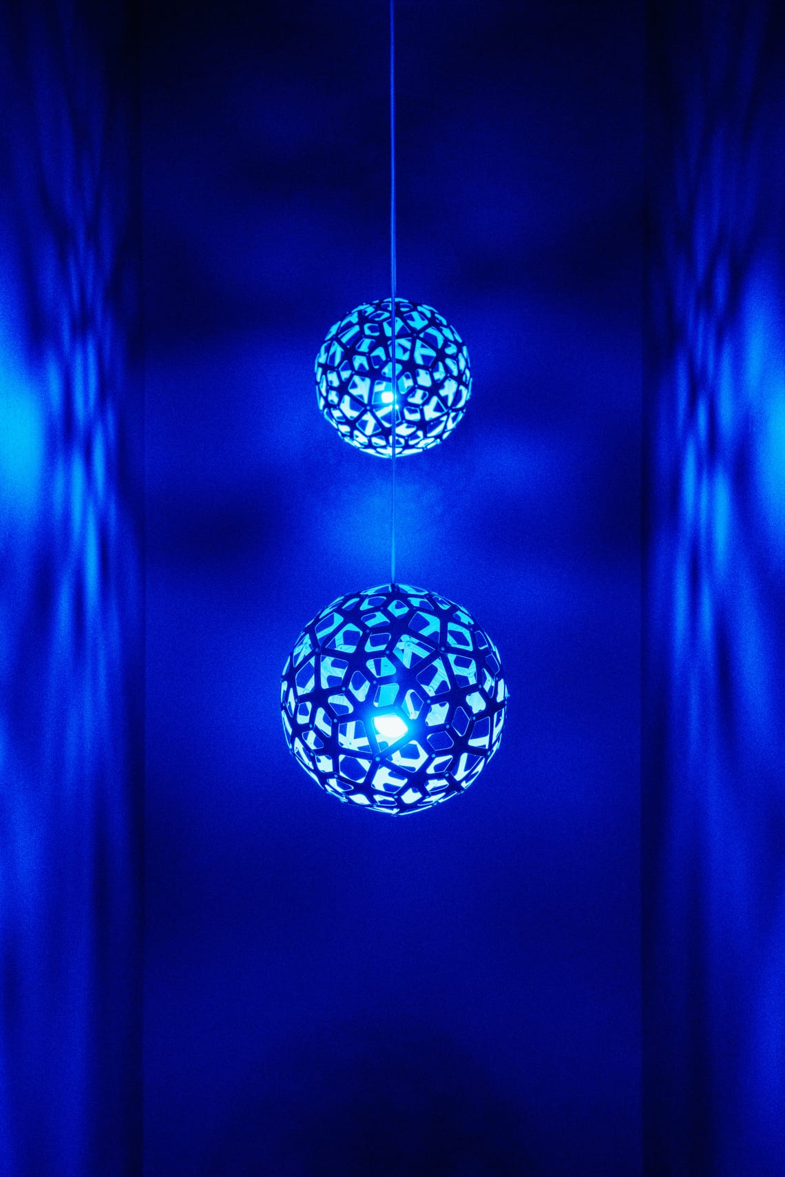 Futuristic Blue Orb Lamps